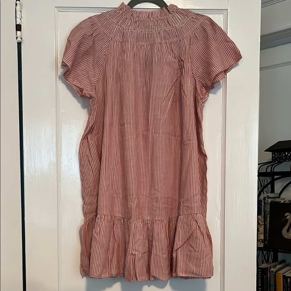 J Crew Blush Striped Ruffle Dress - Picture 3 of 5